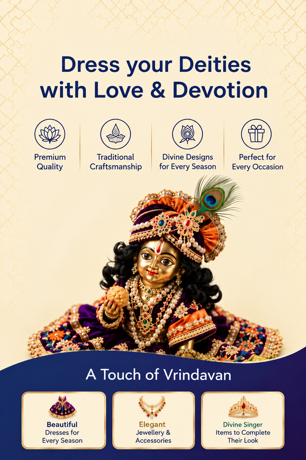 Devotional Krishna Banner with Elegant Features
